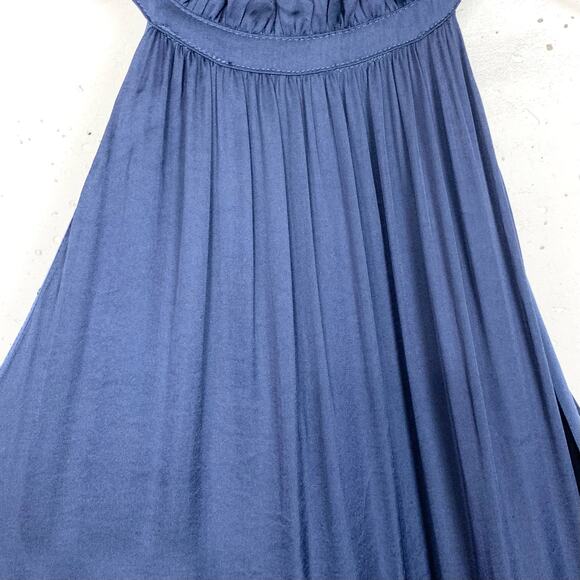 Elie Tahari Womens Blouson Ruffle Halter Midi Dress Blue Sleeveless Size 10 - Picture 8 of 16